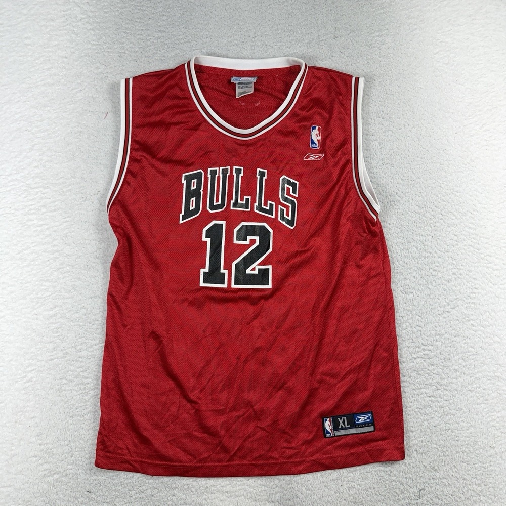 Vintage REEBOK NBA Bulls Hinrich 12 Jersey Youth XL 18-20 Red Basketball Y2K